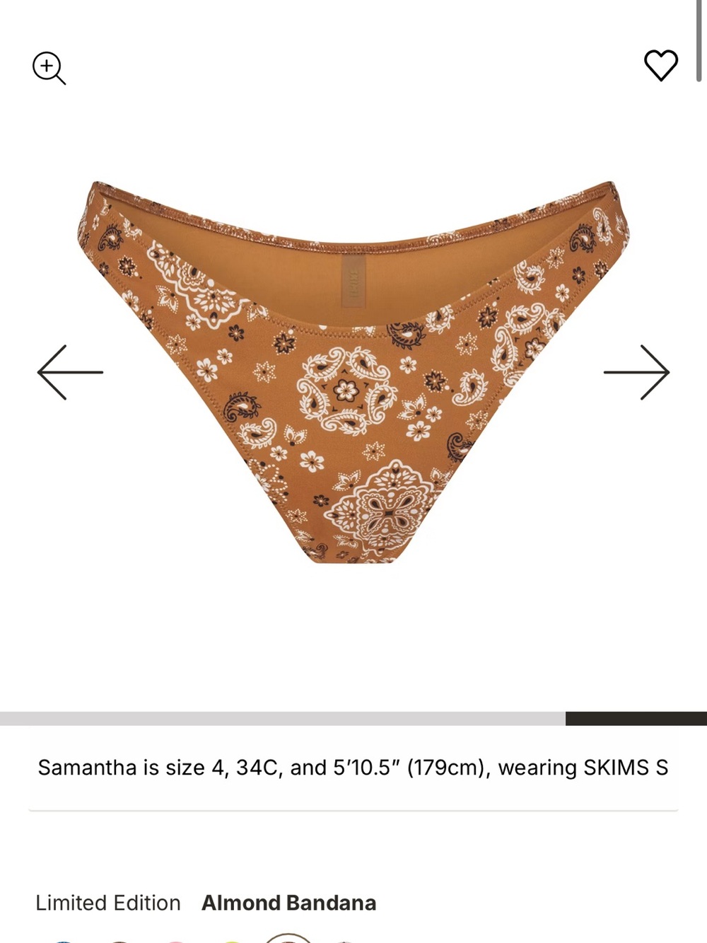 SKIMS Tanga Bikini Bottom Almond Bandana - Picture 3 of 3